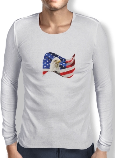 T-Shirt homme manche longue American Eagle and Flag