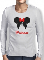 T-Shirt homme manche longue Silhouette Minnie Château avec prénom personnalisable