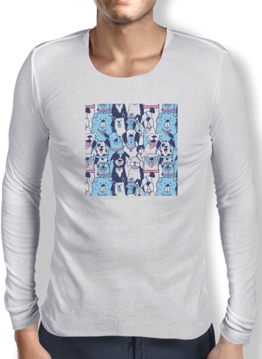 T-Shirt homme manche longue Dogs seamless pattern