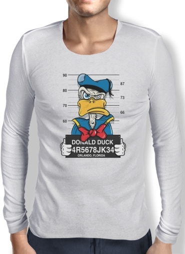T-Shirt homme manche longue Donald Duck Crazy Jail Prison