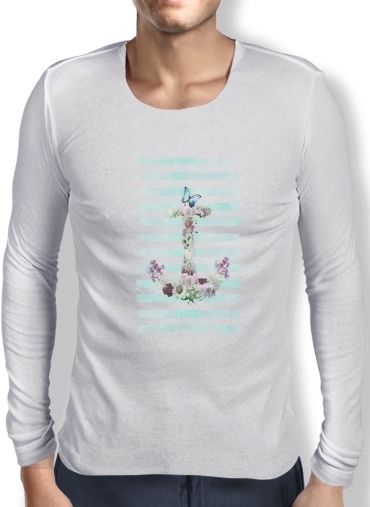 T-Shirt homme manche longue Floral Anchor in mint