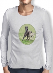 T-Shirt homme manche longue Chevaux poneys poulain