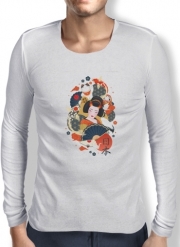 T-Shirt homme manche longue Japanese geisha surrounded with colorful carps