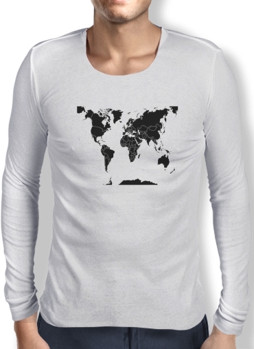 T-Shirt homme manche longue mappemonde planisphère