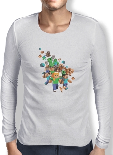 T-Shirt homme manche longue Minecraft Creeper Forest