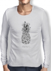 T-Shirt homme manche longue Ananas en noir et blanc