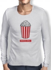 T-Shirt homme manche longue Popcorn movie and chill