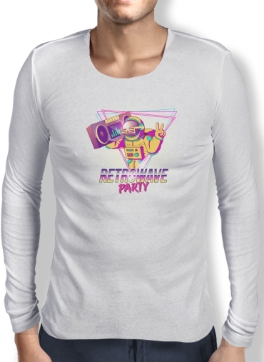 T-Shirt homme manche longue Retrowave party nightclub dj neon