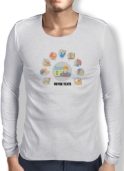 T-Shirt homme manche longue Logo couvreur toiture avec texte personnalisable