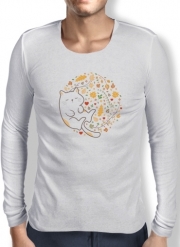 T-Shirt homme manche longue Sleeping cats seamless pattern