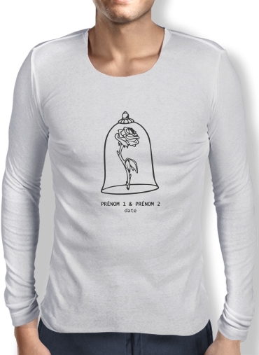 T-Shirt homme manche longue Tampon Mariage inspiration Belle Rose