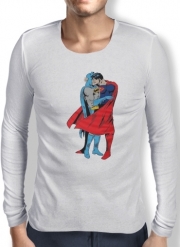 T-Shirt homme manche longue Superman And Batman Kissing For Equality