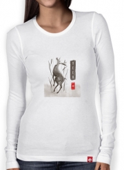 T-Shirt femme manche longue Deer Japan watercolor art