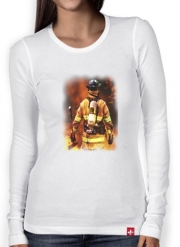 T-Shirt femme manche longue Pompier Feu et Flamme