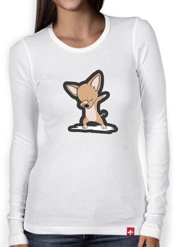 T-Shirt femme manche longue Funny Dabbing Chihuahua