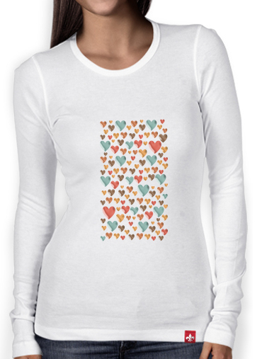 T-Shirt femme manche longue Mosaic de coeurs