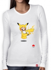 T-Shirt femme manche longue Mario mashup Pikachu Impact-hoo!