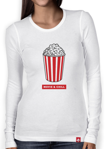 T-Shirt femme manche longue Popcorn movie and chill